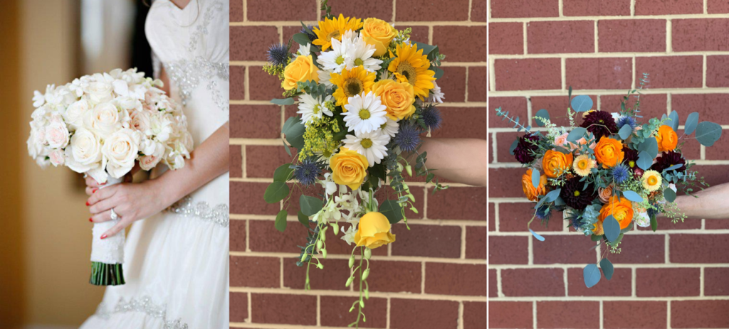 Round and Compact Bouquet, Cascading Bouquet, Open and Natural Bouquet